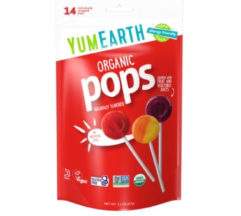 YumEarth Organic Pops Variety Pack, 14 Fruit Flavored Favorites Lollipops, Allergy Friendl