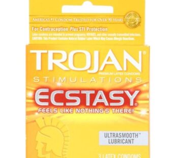 Trojan Ribbed Ecstasy Condoms – Box of 3 (Packaging May Vary)