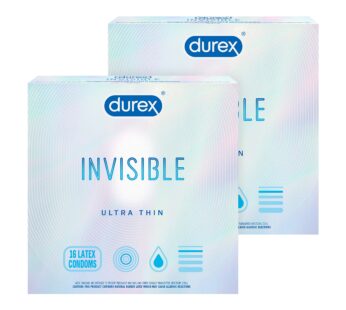 Durex Invisible Condoms, Ultra Thin, Ultra Sensitive Natural Rubber Latex Condoms for Men,