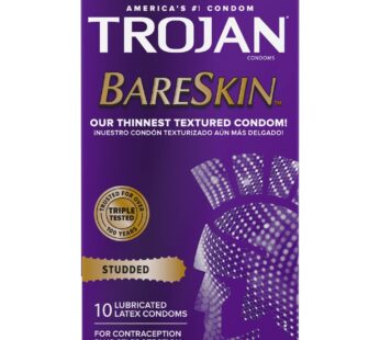 Trojan Studded Bareskin Lubricated Condoms – 10 Count