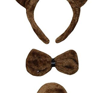 Petitebella Combined Animal Headband Bowtie Tail 3pc Costume (Bear, One Size)