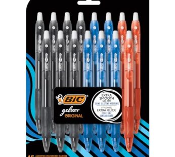 BIC Gelocity Original Assorted Colors Gel Pens, Medium Point (0.7mm), 15-Count Pack, Retra