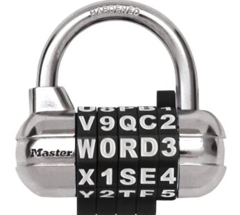 Master Lock Padlock, Set Your Own WORD Combination Lock, 2-1/2 in. Wide, Black, 1534DBLK