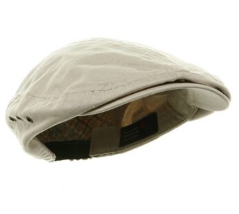 Washed Canvas Golfing Beret Ivy Ascot Cabbie Cap Stone