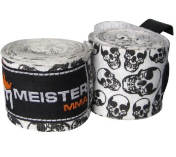 Meister Adult 180″ Semi-Elastic Hand Wraps for MMA & Boxing (Pair) – Death Skulls