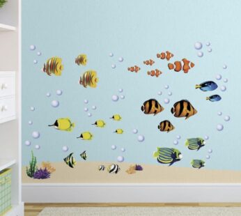 Under The Sea Fish Decorative Peel and Stick Wall Sticker Decals for Kids Room/Nursery/Liv