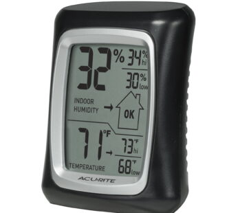 AcuRite 00325 Indoor Thermometer & Hygrometer with Humidity Gauge, Black, 0.3