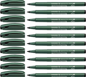 Schneider Topwriter 157 Fiber Tip Pen, 0.8 mm, Green Barrel, Black Ink, Box of 10 Pens (11