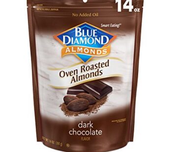 Blue Diamond Almonds Oven Roasted Dark Chocolate Flavored Snack Nuts, 14 Oz Resealable Bag (Pack of 1)