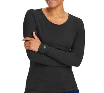 Healing Hands Women’s Underscrub Soft Knit Melissa Longsleeve Scrub Tee with Breathable & Easy Care Fabric 5047, XS, Black