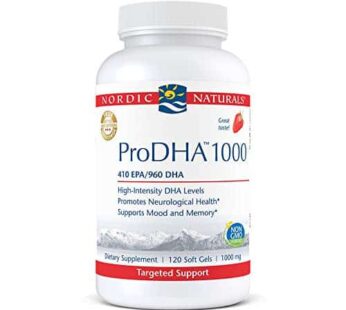 Nordic Naturals ProDHA 1000, Strawberry – 120 Soft Gels – 1660 mg Omega-3 – High-Intensity DHA Formula for Neurological Health, Mood & Memory – Non-GMO – 60 Servings