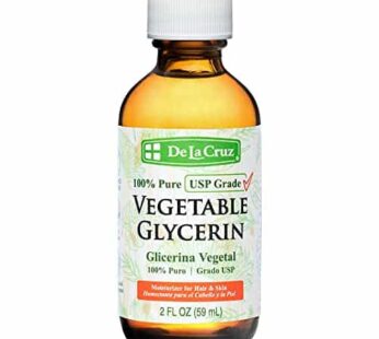 De La Cruz Vegetable Glycerin, 100% Pure Liquid Glycerine USP Grade for Hair, Skin and DYI Projects 2 FL. OZ.