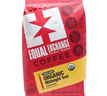 Equal Exchange Organic Whole Bean Coffee, Midnight Sun, 10-Ounce Bag (Pack of 6)