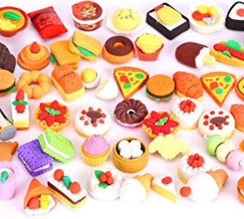 30 PCs Joanna Reid Collectible Set of Adorable Puzzle Sweet Dessert Food Cake Erasers for Kids – No Duplicates – Puzzle Toys Best for Party Favors-Treasure Box Items for Classroom