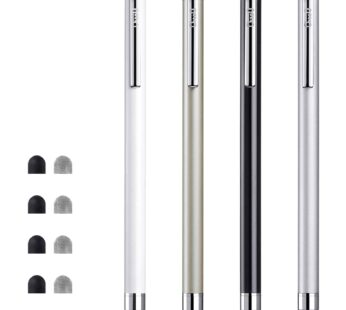 Stylus Pens for Touch Screens, ChaoQ 4 Pcs Mesh Fiber Stylus, with 4 Replaceable Mesh Tips and 4 Replaceable Rubber Tips (Silver, Black, White, Champagne)