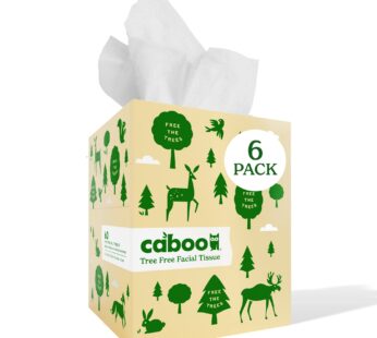 Caboo Tree Free Facial Tissue Paper, Tissue Box with 60 Sheets Per Cube, Total of 6 Cubes, 360 Total Tissues