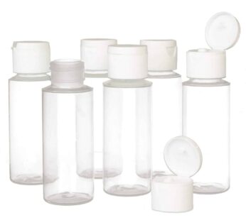 Chica and Jo 2oz Clear Plastic Empty Squeeze Bottles with Flip Cap – BPA-free – Set of 6 – TSA Travel Size 2 Ounce Made in the USA