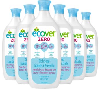 Ecover Naturally Derived Liquid Dish Soap, Fragrance-Free, 25 Fl Oz (Pack of 6)