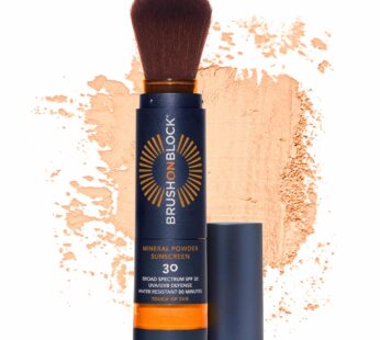 Brush On Block SPF 30 Mineral Powder Sunscreen, Touch of Tan, Refillable, Broad Spectrum, Water Resistant Face Protection, For All Skin Types, Subtle Hint of Color, Reef Friendly, Mfg in USA