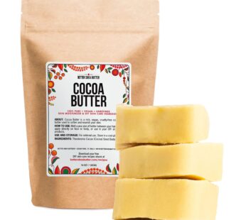 Better Shea Butter Raw Cocoa Butter – Unrefined, 100% Pure, Food Grade – Use for Cocoa Lip Balm, Stretch Marks Cream, Cacao Butter Cream, Scars Oil, Whipped Lotion – Skin & Hair Moisturizer 1LB Block